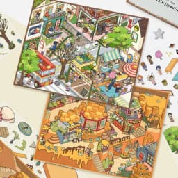 Card Lover 3-5 Pcs [Candy Grocery Store Series] 3D Large Landscape Stickers Island Fishing Village Honey Town Journaling