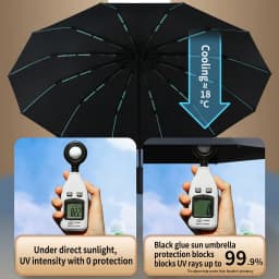 60 Ribs Reinforced Umbrella Large Size Thickened Fabric Foldable Sunshade Rain Umbrella Anti-UV Business Travel Umbrella