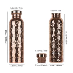 800ML Stainless Steel Electroplated Copper Water Bottle One-Click Open Lid Hammer Pattern Bottle Sports Water Bottle