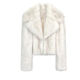 Luxury Faux Fox Fur Cropped Jacket for Women Winter Fluffy Cozy Warm Coats Female Fashion Street Lapel Collar Plush Outerwear