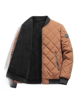 Paul Men's Thickened Fleece Lined Cotton Jacket Baseball Collar Warmth Winter Outerwear Fashion Urban Style Zipper Closure Lo...