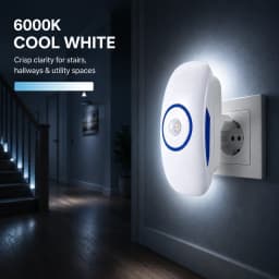 Melery Smart Night Light PIR Motion Sensor Control Cold White Body Induction Mini Lamp Plug-In for Bedroom Living Room Stair