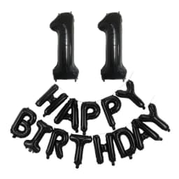 Black 32-Inch Number 1-30 Balloons and 16-Inch 'Happy Birthday' Letter Foil Balloons Set Birthday Party Decoration Supplies