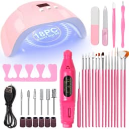 LINMANDA Nail Art Kit with 54W UV 18Pcs Lamp Glue Dryer Polisher Dead Skin Remover Finger Separator Manicure Pedicure Home Use