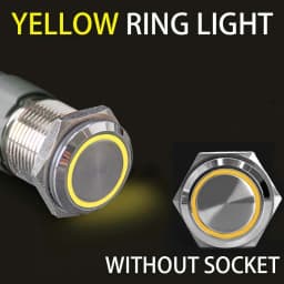 16 19 22mm With Wire Waterproof Metal Push Button Switch LED Ring/Power Light Momentary Latching 5/12/24/220V Silver1NO1NC