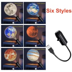 5V USB Projector Light Moon Earth Planet Night Light Switchable Pattern LED Projector Lamp for Room Ceiling Window Wall Decor