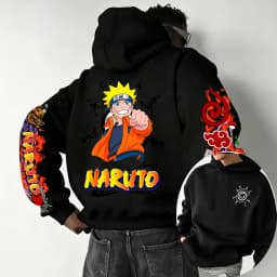 Naruto 2026 Spring and Autumn New Cartoon Anime Harajuku Y2K Street Fashion Couple Hooded Sweatshirt