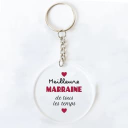 Best Godmother In World Print Keychain Circle Monogram Acrylic Keyring Fashion Key Chain Festive Birthday Gifts for Marraine