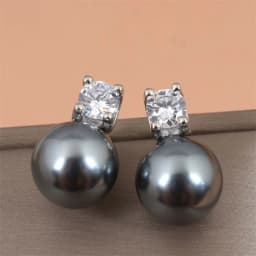 Senlissi- New Retro Palace Dark Grey Stud Earrings for Women 8-12mm 6A Grade Zircon S925 Sterling Silver Womens Jewelry Gifts