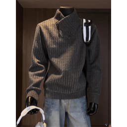 Thickened Stand Collar Sweatshirt Men's Casual Style Inner Wear Base Shirt Heavyweight Leisure Top for Autumn Winter