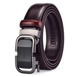 Men's leather ratchet belt 3.5cm wide adjustable formal jeans, comfortable cutting
