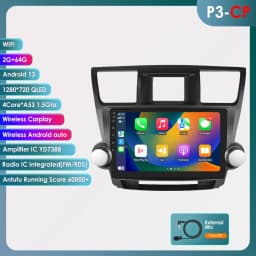 Hizpo Android 14 For Toyota Highlander 2 XU40 2007-2013 Car Radio Multimedia Video Player Navigation Stereo GPS No 2din DVD 6115