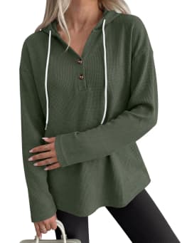 Casual Pullover Hoodie with V Neck Regular Length American and European Style Regular Sleeve Autumn Long Sleeve Women Hoodie