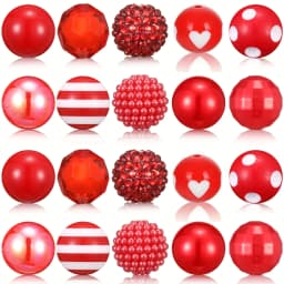 20 Pcs Chunky Bubblegum Beads Focal Beads Pen Beads Large Rhinestone Pearl Beads Christmas Beads for Pen Jewelry Making Keychain