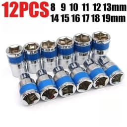 1/2Inch Blue Drive Short Hex Sockets for Nut Removal 8-32mm Socket Spanner, CR-V Steel Socket Set For 1/2 Socket Set