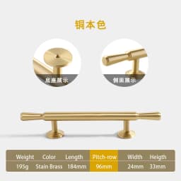 Pure Copper French Gold Wardrobe Handle Solid  Brass Cabinet Door Handle American Cabinet Door Drawer Gold Handle Brass