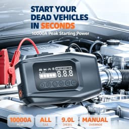 AEGNITE 10000A 10-in-1 Portable CarJump Start Jump Power Supply with Tire Inflator Combo 12V Battery Charger 150PSI Air Pump LED USB Quick Charge Input/Output Multi-Function Roadside Emergency Tool