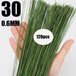 120pcs Fondant Paper Wrapped Iron Wire Handmade DIY Dough Plastic Doll Cake Plug-in Decoration Flower Pole Shelf