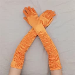 Women Long Solid folds Satin Soft Multicolor Ceremonial Gloves Dance Performance Elasticity Retro Style Opera