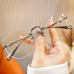 0~ +4.0 Frameless Anti Blue Light Reading Glasses Neutral Ultra Light Presbyopia Large Frame Shows Youthfulness Metal Frame