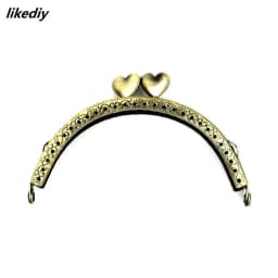 1 Piece Antique Bronze Semicircle Metal Purse Frame Heart Kiss Clasp Handle For Bag Accessory