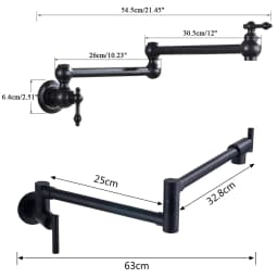 Chrome Black Wall Mounted Faucet Single Cold Water Tap 360 Rotating Spout Washing Faucet Folding Neck Bathroom Kitchen Tap