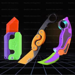 New 3D Mini Butterfly Knife Printing Gravity Knife Cub Jumping Small Radish Knife Mini Model Pendant Push Card Decompression Toy