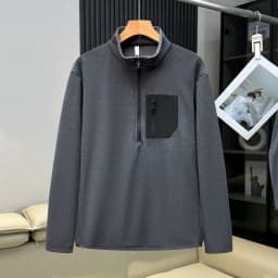 Autumn Winter Wave Fleece Plus Size Mountain Outdoor Men Thermal Locking Warm Fleece Half-Zip Pullover Sweatshirt190kg 12XL