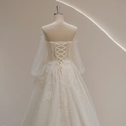 SL-9293 Suli Customized Sweetheart Neckline Puff Long Sleeve Bride Wedding Dress Lace Appliques Beading Bohemian Bridal Gown