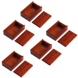 5PCS Unfinished Storage Boxs Solid Natural Wooden With Sliding Top For Necklace Ring Gift Blank Box USB Decorative Gift Case Box