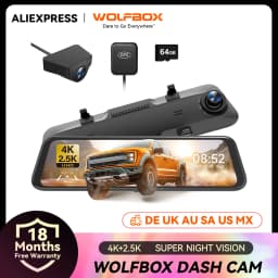 WOLFBOX G900Core 12" 4K+1080P Mirror Dash Cam, 8MP STARVIS 2 IMX678 Night Vision Built-in 5.8GHz WiFi 6, Voice Control, Dual HDR