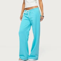 Y2K Solid Micro Flare Sweatpants Women Low Rise Drawstring Wide Leg Bootcut Pants Casual Street Lounge Sports Jogger Trousers