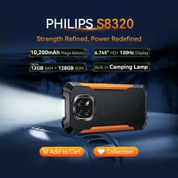PHILIPS S8320 Rugged Smartphone 12(6+6)GB 128GB Dual Sim 6.745" 120Hz 48MP 10200mAh NFC Waterproof Camping Lamp Unlock