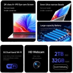 Ultra-thin Laptop Intel Core I9-9900 32GB 2TB Gaming PC Ultra Slim Office Study Computer PC Windows 11 Pro 1920*1080 HD
