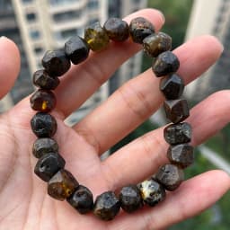 Yoowei 100% Real Amber Bracelet for Unisex Genuine Black Bead Irregular Natural Plant Medical Healing Jewelry Gift Wholesale