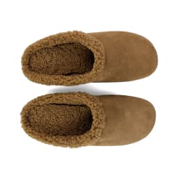 2027 Autumn Winter New Arrival Cow Suede Upper Warm Faux Shearling Lining Mango‑Toe Slip‑on Women's Home Mule Cotton Slippers