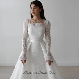 Modern Long Sleeves Customized Bridal Gowns Elegant Square Collar A-Line Wedding Dress Exquisite Appliques Lace Vestido De Novia