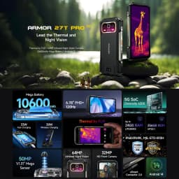 Ulefone Armor 27T Pro + Rugged Phone Thermal Imaging 12GB+256GB Night Vision 10600mAh 6.78'' Dimensity 6300 5G NFC Smartphone
