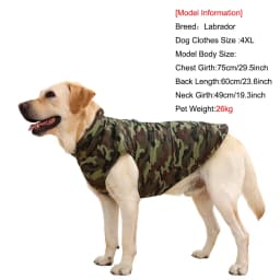 Winter Warm Clothes for Medium Large Dogs Windproof Padded Dog Vest Jacket with D-ring Fashion Camouflage Print Labrador Outfits