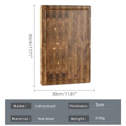 High-End Extra Large Thick Heavy Duty Teak End Grain Cutting Boards for Kitchen, Large Wood Chopping Board with Hidden Handles