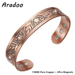 ARADOO Vintage Style Pure Copper Cuff Bracelets with 3500 Gauss Neodymium Magnetic Therapy Bangle Jewelry Gifts