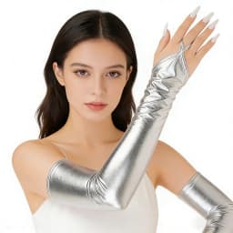 Women Multiple Colors Lacquer Leather Hook Finger Long Gloves Cosplay Nightclub Pole Dance Stage Performance Sexy Mittens