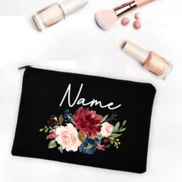 Bridesmaid Teacher Mother Gift Personalized Custom Name DIY Wedding Party Canvas Makeup Case Cosmetic Bags Zipper Toiletry Pouch