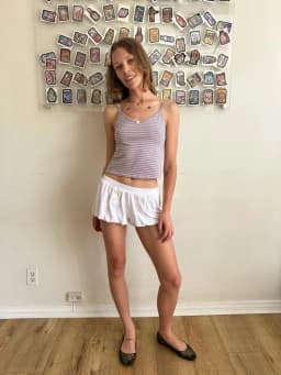 Y2K Grunge Women White Double Button Pocket Elastic Waist Ruffle Hem Bubble Shorts 2026