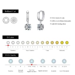 MODIAN 1.0CT D Color Moissanite Hoop Earrings Lab Created Diamond For Women 925 Sterling Silver Wedding Fine Jewelry Gift