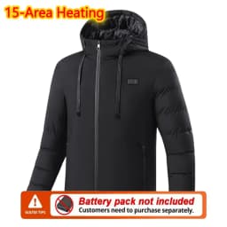 15 Area Heated Hooded Jacket Male Warm Heated Jacket Female Winter Outdoor Sport Warm Hooded Coat (Not Included The Power Bank)