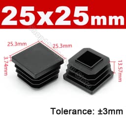 Black Square Pipe Tube Cap Plastic Tubing End Cover Glide Insert Blanking End Plugs Bung 10/13/15/16/18/19/20//22/23/25/28-200mm