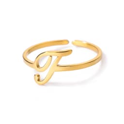 Initial Letter Rings For Women Gold Color Stainless Steel A-Z Letter Adjustable Ring Aesthetic Wedding Christmas Jewelry Gift