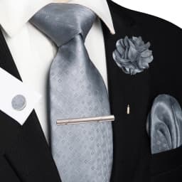 Brown Yellow Plaid Ties For Men Luxury 8cm Silk Tie Pin Pocket Square Cufflinks Tie Clip Set Business Party Wedding Accessories