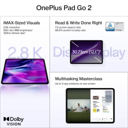 OnePlus Pad Go 2 Global Version Tablet 128GB 256GB MediaTek Dimensity 7300-Ultra 12.1" 120Hz Screen 10050mAh Android Tablet